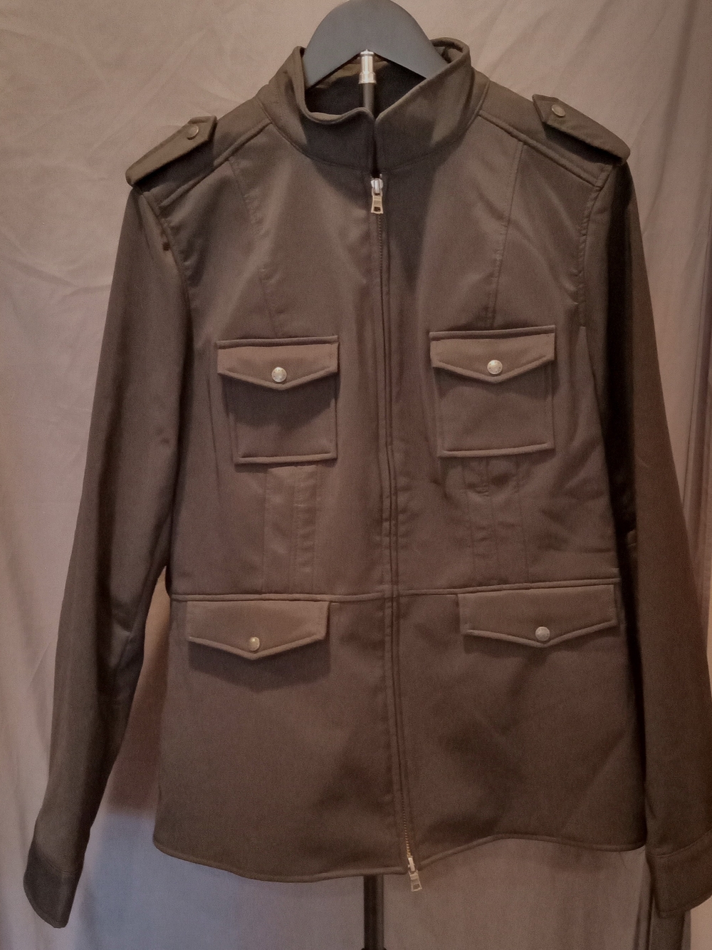 Banana Republic Moto Zip Front Jacket Dark Black Womens Size XL Side Zip Stretch